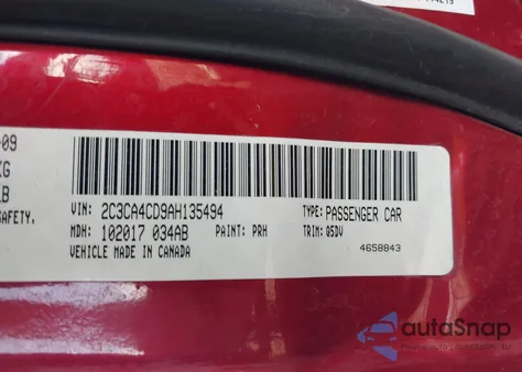 2010 Chrysler 300 Touring z USA, uszkodzony, nr VIN 2C3CA4CD9AH135494